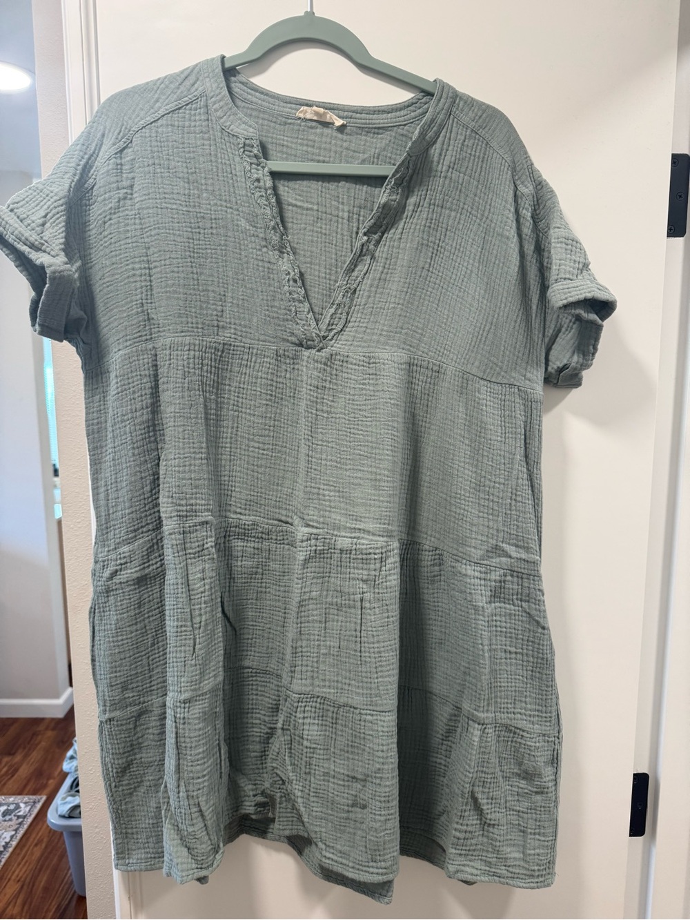 Sage Green Gauze Cotton Dress - size M